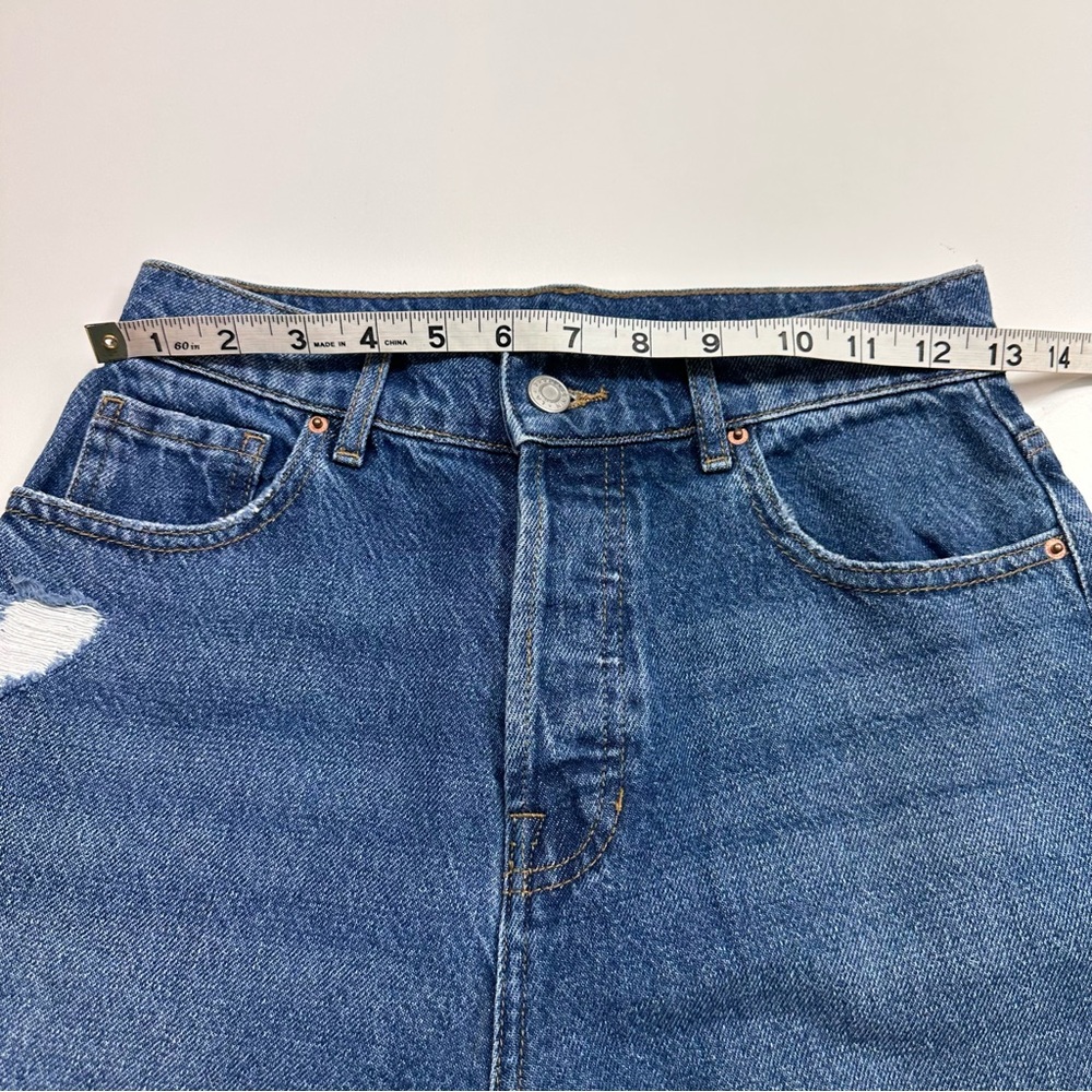 PacSun Medium Wash Blue Distressed High Rise Straight Leg Ankle Jeans Size 24 - Picture 8 of 10